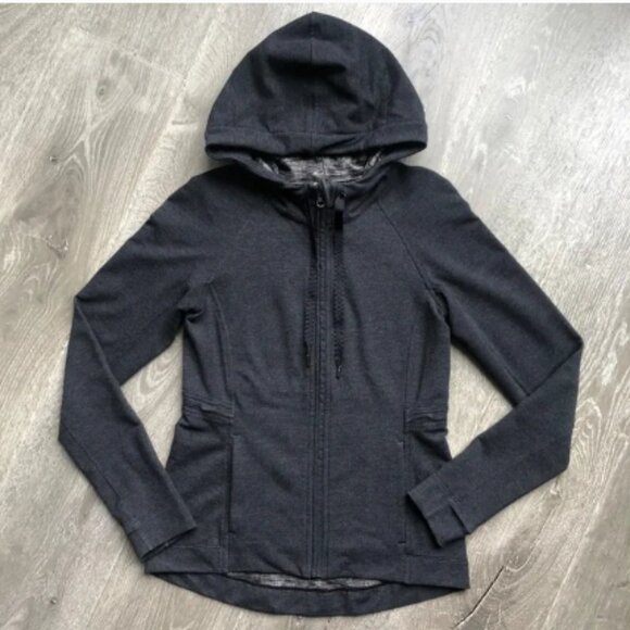 Lululemon - Take Ten Hoodie Zip-Up Jacket W4IDXS | Size 2 | Washed Black Gray - Picture 1 of 14